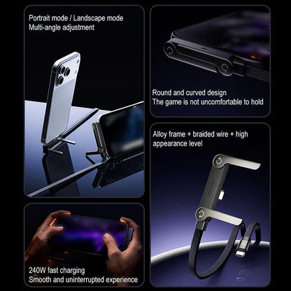 240W Fast Charging Type-C Cable with Built-in Phone Stand