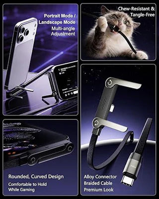 240W Fast Charging Type-C Cable with Built-in Phone Stand
