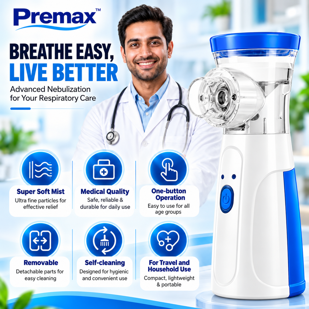 Premax SteamCare™ 2-in-1 Steamer & Nebulizer