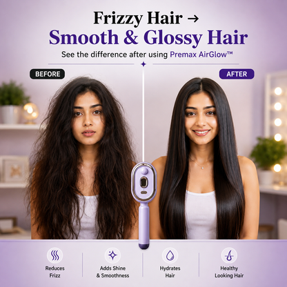 Premax AirGlow™ — 5-in-1 Steam Hair Brush for Smooth, Frizz-Free Shine