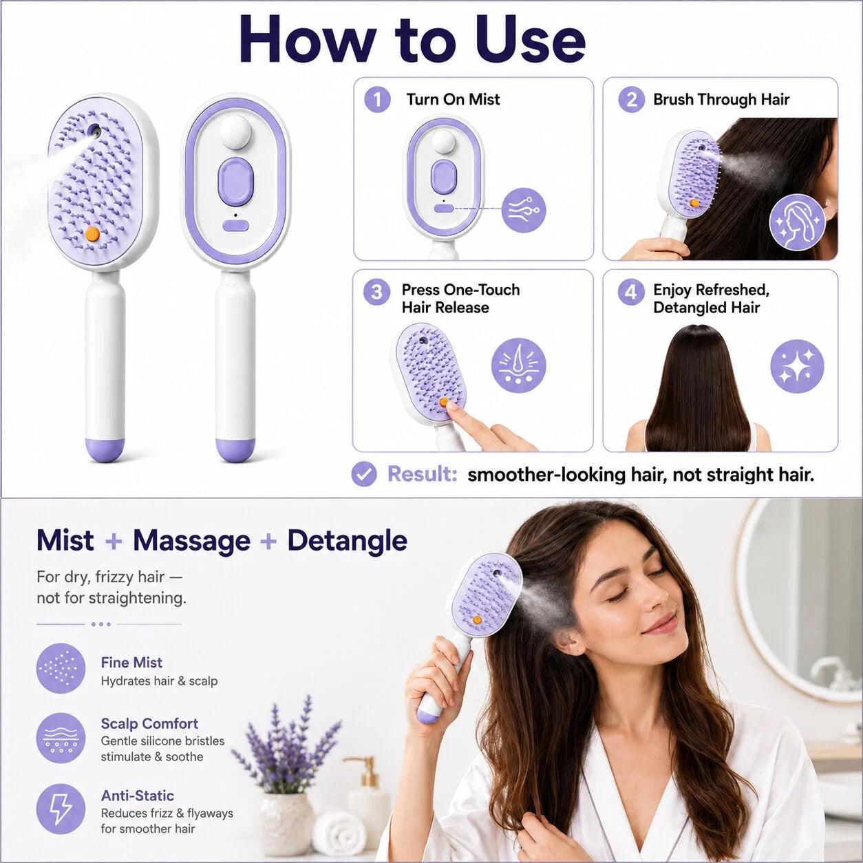 Premax AirGlow™ — 5-in-1 Steam Hair Brush for Smooth, Frizz-Free Shine