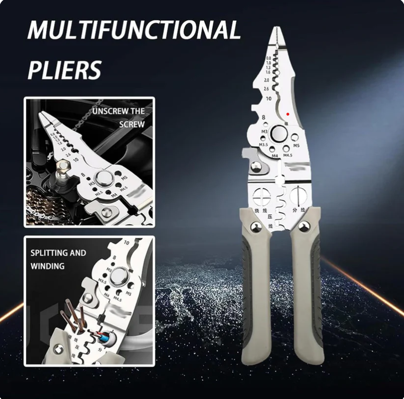 Heavy-Duty Multi-Function Wire Stipper & Crimping Pliers