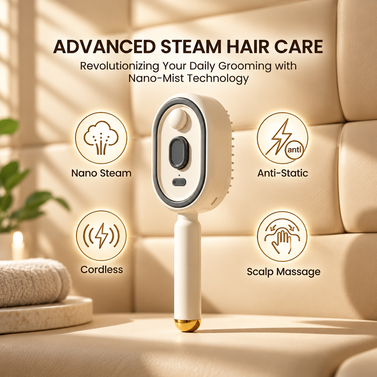 Premax AirGlow™ — 5-in-1 Steam Hair Brush for Smooth, Frizz-Free Shine